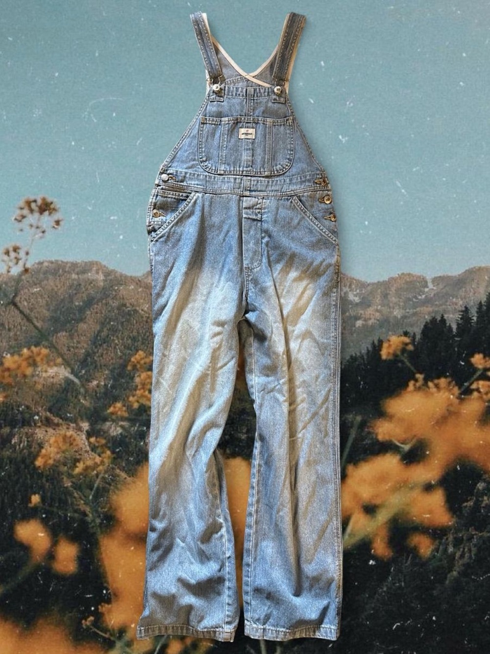 Vintage anchor blue Light Blue Denim Overalls Jumpsuit
